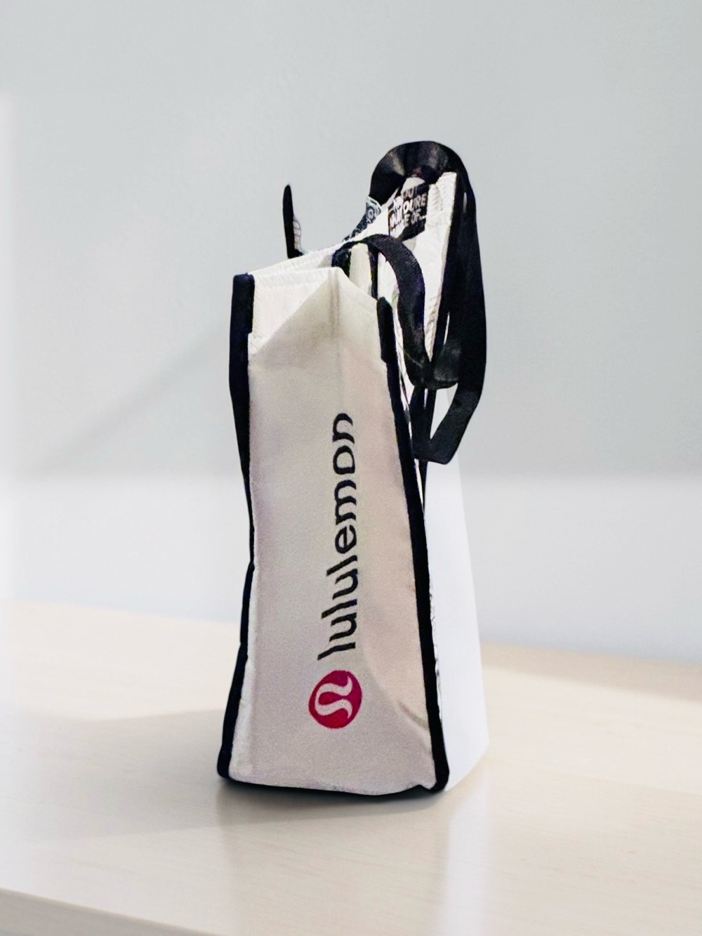 Lululemon Reusable Shopping Tote Bag Black White Manifesto‎ Small Medium
